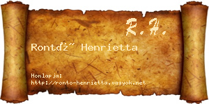 Rontó Henrietta névjegykártya