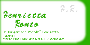 henrietta ronto business card